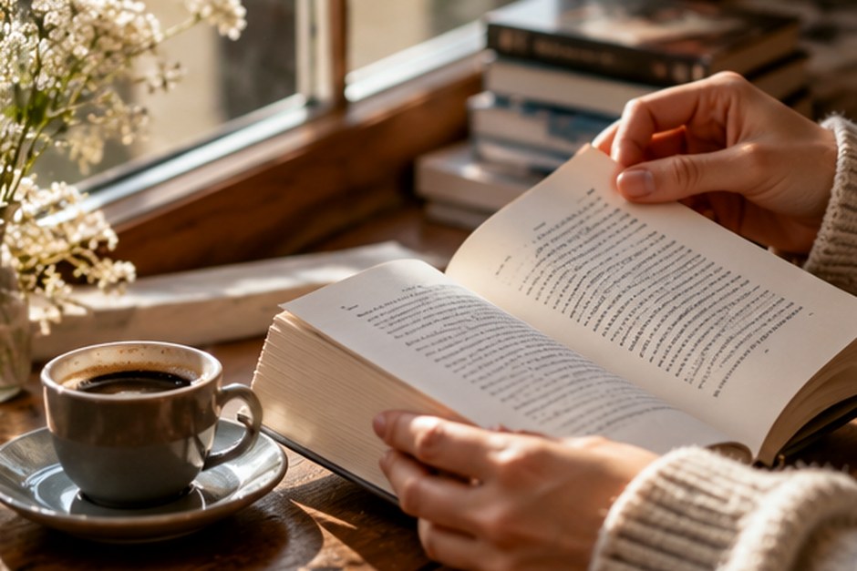 Fotografia editoriale dedicata alla lettura e ai libri